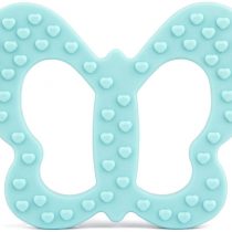PREMYO Teething Toy for Baby Teether Silicone - Soothes Sore Gum Pain - Easy to Grab BPA Free Butterfly Turquoise