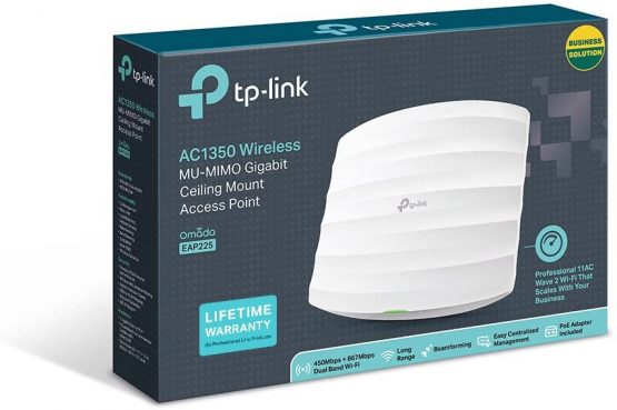 TP-Link AC1350 Wireless Access Point, Wi-Fi Dual Band with MU-MIMO, 1 Gigabit Ethernet Port Support 802.3af/at/24V Passive PoE, Support Multiple SSIDs, Easily Mount to Wall or Ceiling (EAP225) - Image 4
