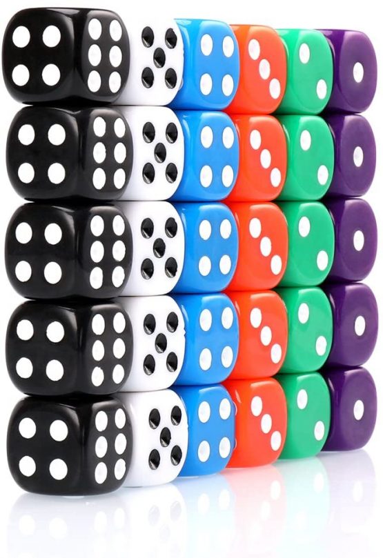 H&S 30x Dice 6 Sided 16mm 6 Colours Spot Dice Set for Dice Games - Image 2