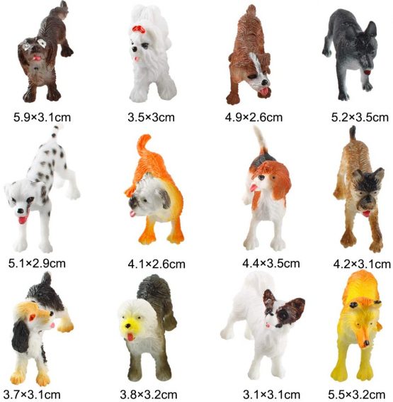 Larcele 12 Kinds Simulated Mini Plastic Animal Model Dog Toy Figures For Kids FZG-01 (Dog) - Image 2