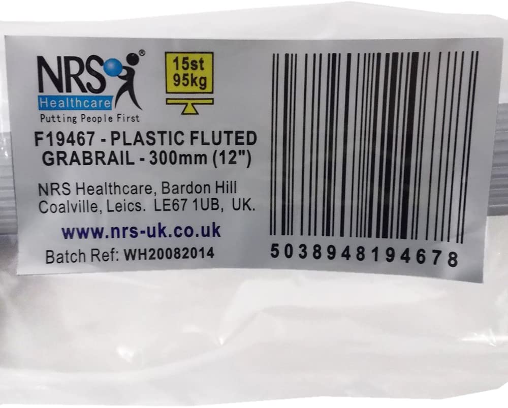 Plastic Fluted Grab Rail - 300mm Healthcare, White, 30 cm (12-inch) - Image 4