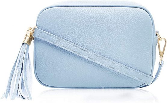 Montte Di Jinne - 100% Made in Italy - Soft Leather Women's Cross Body Shoulder Bag with Tassel key Ring
