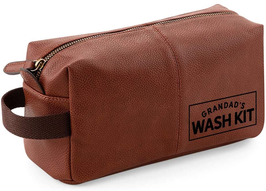 Grandad Wash Bag Gift, Best Grandad, for Birthday Christmas, Father’s Day, Fantastic Quality Usable Keepsake (Tan)