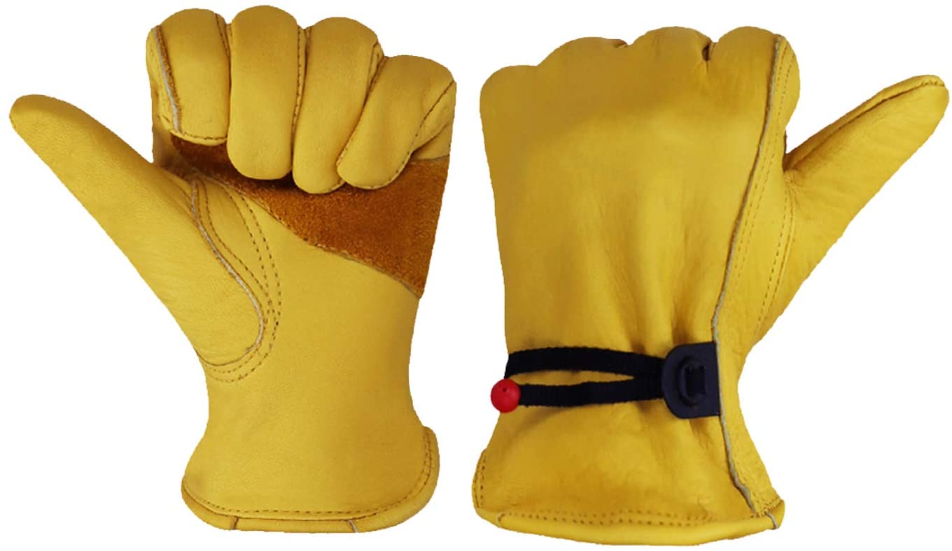 OLSON DEEPAK Leather Working Gloves for Gardening,Thornproof Gardening Gloves for Men and Women,Heavy Duty Leather Work Gloves Men(Large) - Image 2