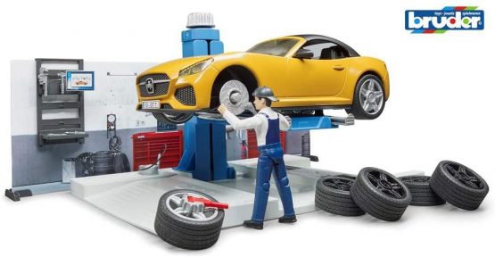 BRUDER BR62110 B-World Car Service Workshop, Yellow