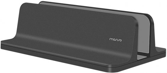 MOSISO Vertical Laptop Stand, Aluminum Alloy Desk Holder Space-Saving Stand Compatible with MacBook Air/Pro/iPad/Lenovo/Dell/Surface/Samsung/HP and Other Laptop Notebook, Black