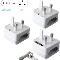 European to UK Plug Adaptor,AIEVE 2 Pin EU to UK 3 Pin Adapter Plug, EU to UK Plug Converter Travel Adapter,Euro Plug Adaptor UK Socket Adapter (3-Pack,White)
