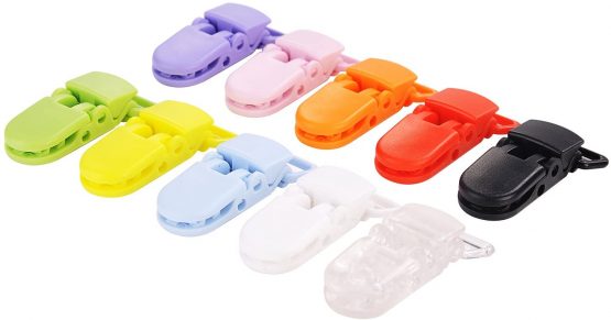 LIHAO T-shape Plastic Pacifier Clips Suspender Clips Holders for Baby Placifier and Toys - Pack of 50pcs, 10 Colors - Image 3