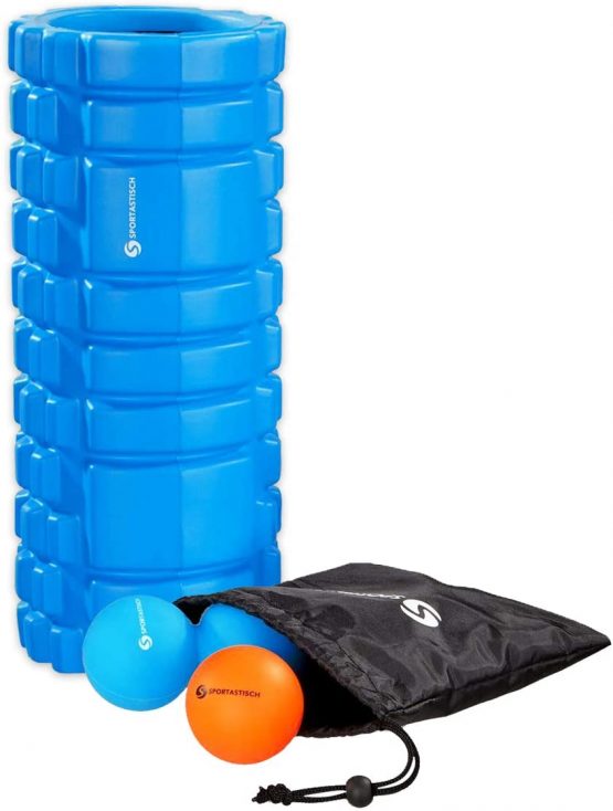 Sportastisch Top¹ Fascia roll Set Let's Roll with training roll, massage ball, twinball and bag | 3 zones and medium hardness for for Deep Tissue Muscle Massage | grade Up to 3 years warranty²