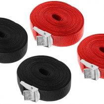Lashing Strap SAIYU Adjustable Ratchet Tie Down Straps Heavy Duty Tension Belts Cargo Straps with Quick Release Cam for Trucks Bicycle Boat Car Luggage Strap (Red and Black, 4 Pack, 5M*25mm)