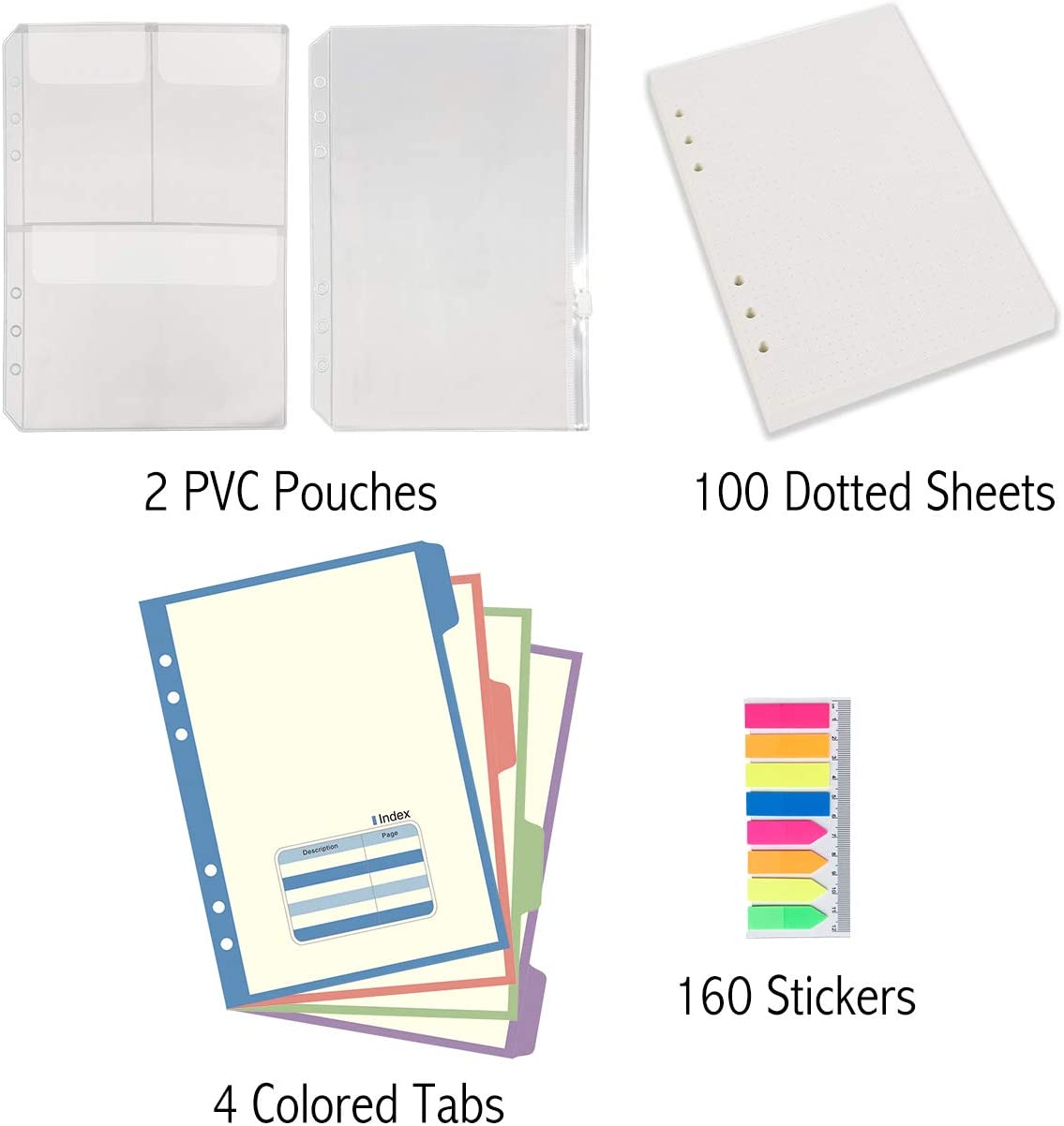 A5 6-Ring Binder/Planner Inserts and Accessories for Filofax, 100 ...