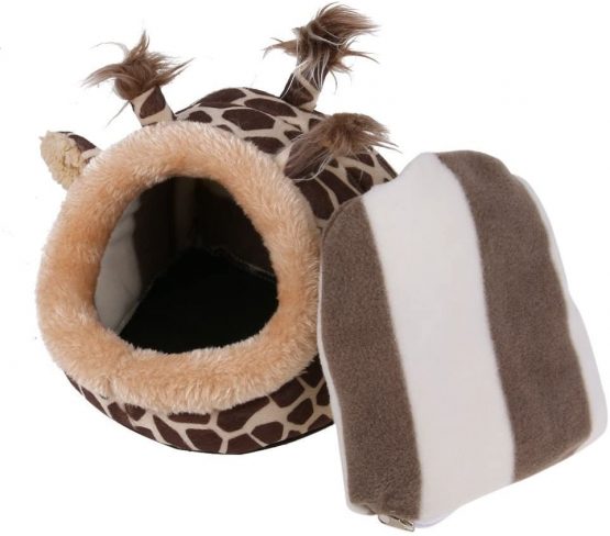 Winterworm Soft Plush Pet Cave Pet Bed with Removable Pad for Hamster Hedgehog Guinea Pig Baby Cat (Giraffe, L) - Image 2