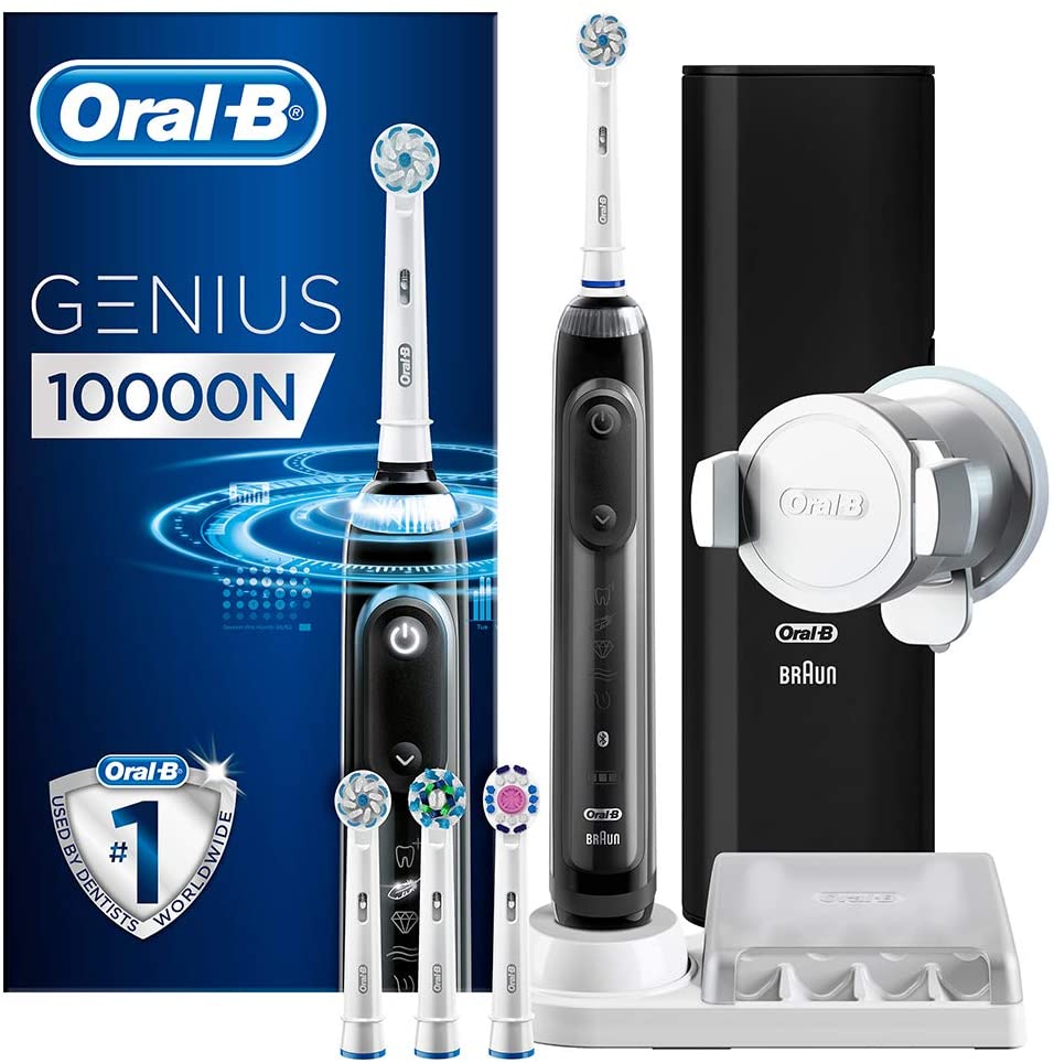 Oral-B Electric Toothbrush Genius 10000N Black, 6 Brushing Modes for Daily Clean Gum Care, Soft Clean, Whitening, PRO Clean