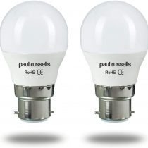2 Pack 5Watt Golf Ball LED Light Bulbs B22 / BC/Bayonet Cap Paul Russells Bright 5W=40W G45 Small Globe 270 Beam Lamp Warm White Light 2700K 40W Incandescent Bulbs Equivalent