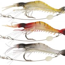 Goture Soft Plastic Lures Artificial Bait Luminous Shrimp Fishing Lure Mixed Color Spinner Crank-Bait Fishing Lure with Hook Fishing Tackle 3.35" 0.013lb