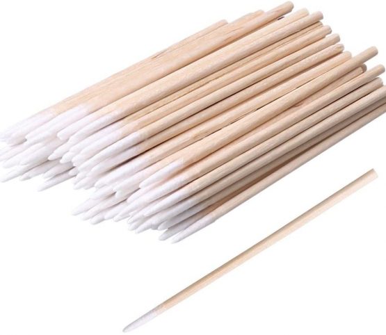 ZHIYE Cotton Buds, 400 pcs Cotton Swab, for Eyebrow Tattoo Beauty Make-up Color Nail Seam Dedicated Dirty Picking, Wood Handle Small Pointed Tip Head