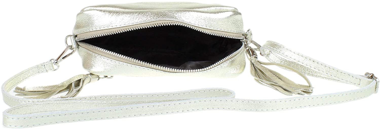 Girly Handbags Womens Genuine Italian Leather Sosft Crossbody Bag Adjustable Strap Over the Shoulder(Light Gold) - Image 4