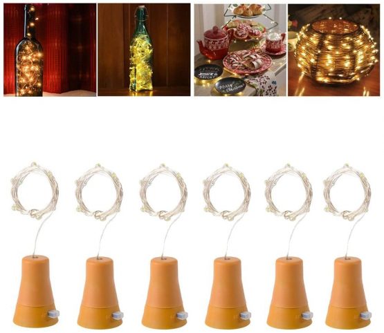 6pcs 10 Led Solar Cork Wine Bottle Fairy Light with 1M Copper Wire Shape Bar lamp for Bottle, Party, Wedding, Festival and Halloween(Warm White) - Image 3