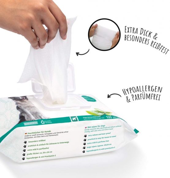 AniForte Wet Wipes for Dogs 100 Pack - XXL Natural & Biodegradable Deodorising Cleaning Wipes with Extra Fresh Scent, Hypoallergenic, Extra Mild, Gentle, Non-Tear - Image 2
