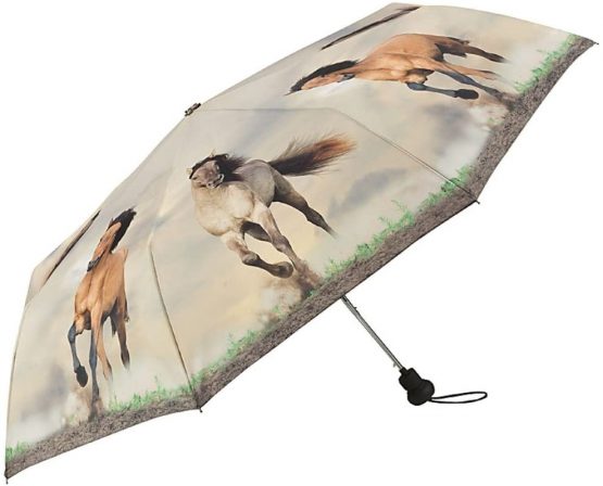VON LILIENFELD® Folding Pocket Umbrella Automatic Lightweight auto Open Telescopic Motif Women Men Children Wild Horses