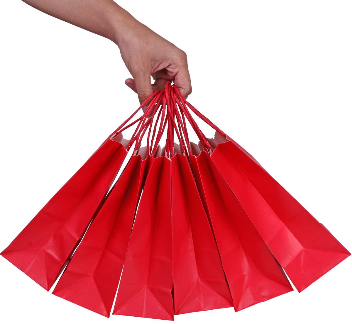 flintronic Paper Bags, 12 Pcs Red Gift and Sweet Bag with Handles, Kraft for Kids Party Celebrations, Baby Shower, Birthday - Image 2