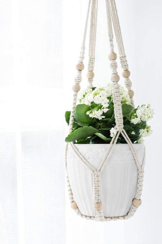 Mkouo Plant Hanger Indoor Hanging Planter Basket Flower Pot Holder Jute Rope with Beads 89cm - Image 4