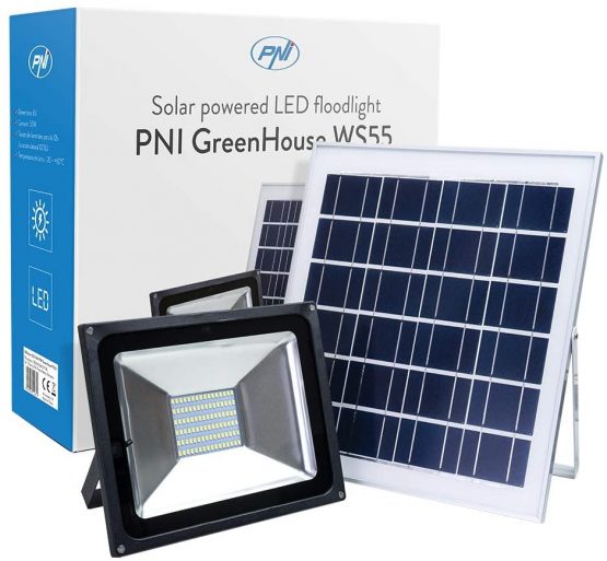 PNI PNI-WS55 GreenWouse LED Solar Panel Reflector with Solar Panel and Battery