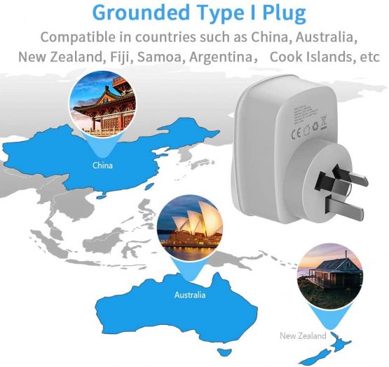 Australia China Plug Adapter with 2 USB Ports, TESSAN Grounded AU Outlet Travel Adapter - 3 in 1 Power Adaptor for UK to Australian New Zealand Fiji Argentina and more (Type I) - Image 4