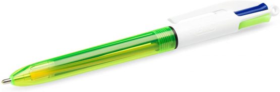 BIC 4 Colours Fluo Ballpoint Pen Black, Blue, Red and Fluorescent Yellow Ink Colours 1 Pack - Image 3