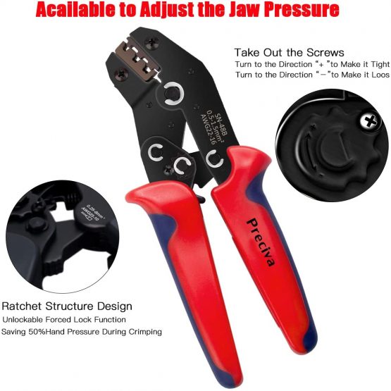 Crimping Tool Set, Preciva Cable Ratchet Crimping Plier with 300 Ferrule Terminal Connectors and 300 Transparent Cable Sleeves Support 0.5-1.5mm² Crimping(AWG22-16) - Image 2