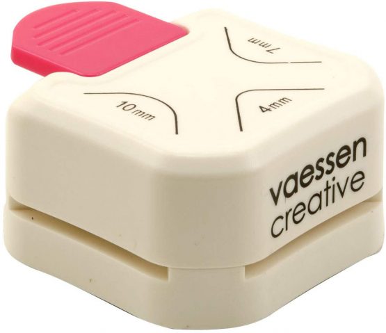 Vaessen Creative 1 Eckenstanzer, Eckenabrunder aus Metall Plastik, Zum Basteln mit Papier, Karten Gestalten und Scrapbooking, 4, 7, 10 mm, White, 4-7-10mm - Image 2