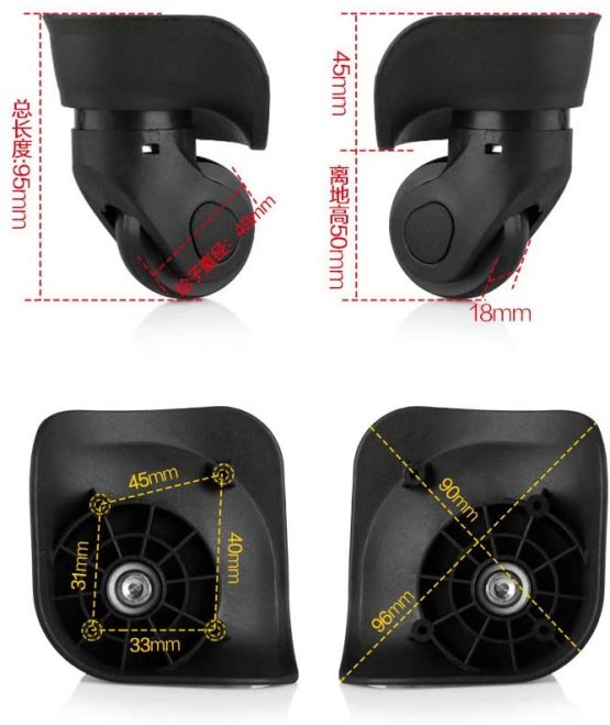 Luggage Suitcase Wheel Left and Right Luggage Suitcase Swivel Wheels Replacement Accessory for Trolley Suitcase - Image 3