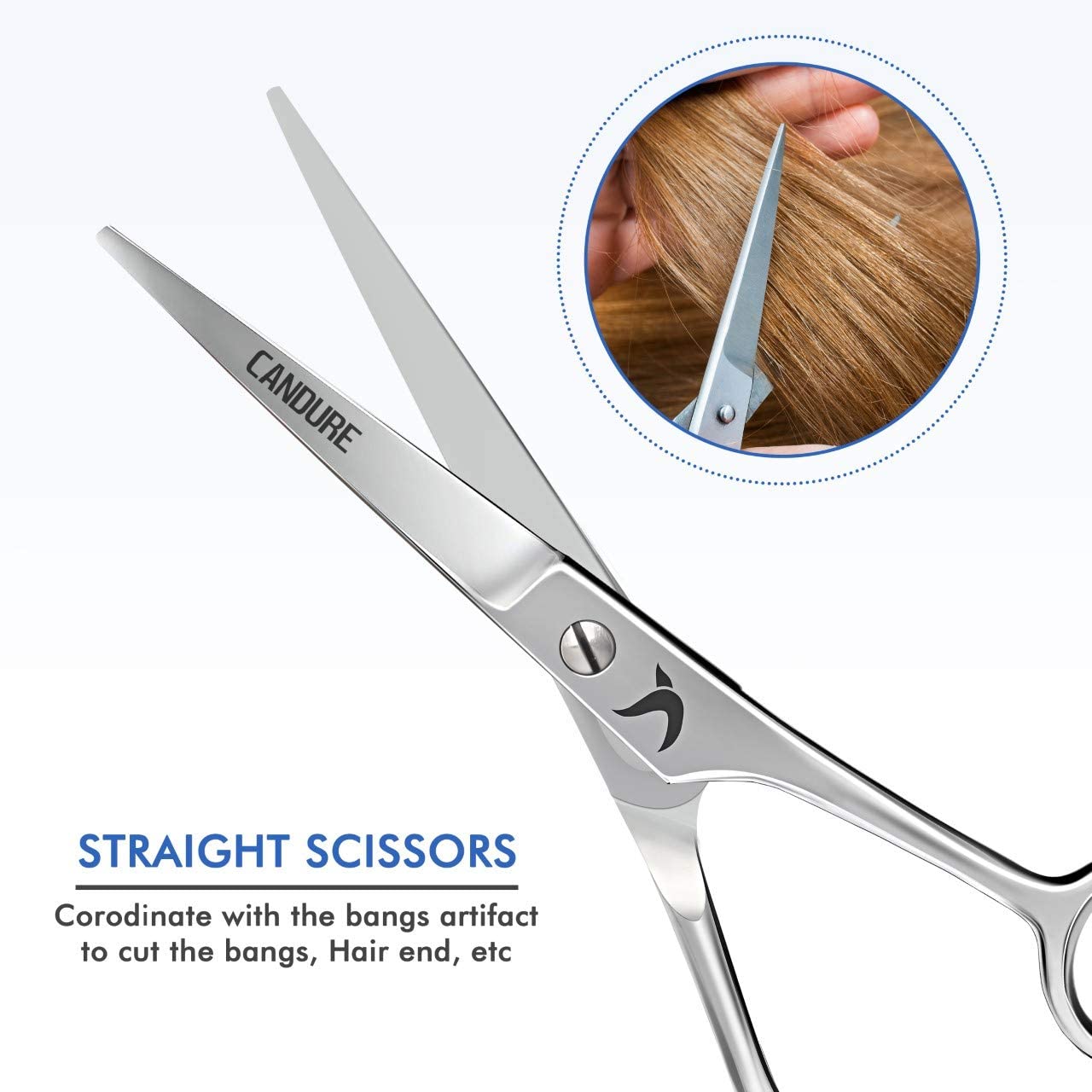 Candure Hairdressing Barber Hair Scissor for Professional 6.5 inch Hairdressers Barbers Stainless Steel Hair Cutting Shears - Image 3