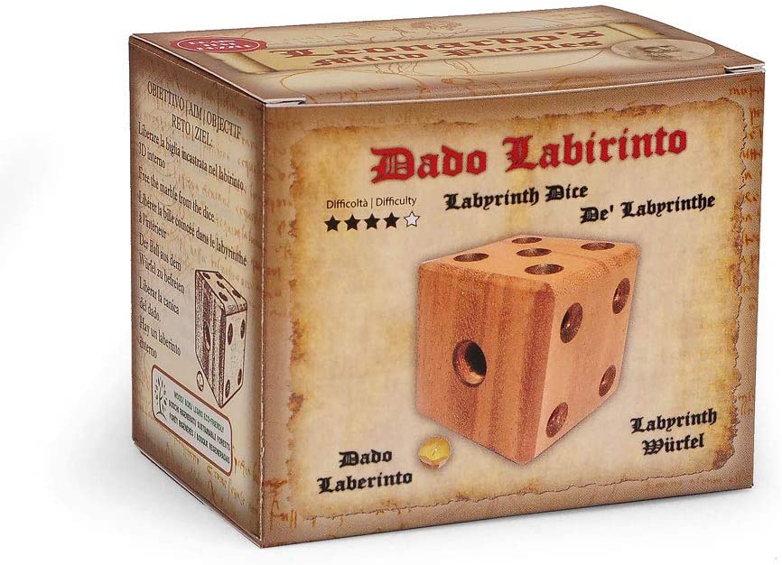 Logica Puzzles Art. Labyrinth Dice - 3D Brain Teaser in Fine Wood - Difficulty 4/6 Extreme - Leonardo da Vinci Collection - Image 3