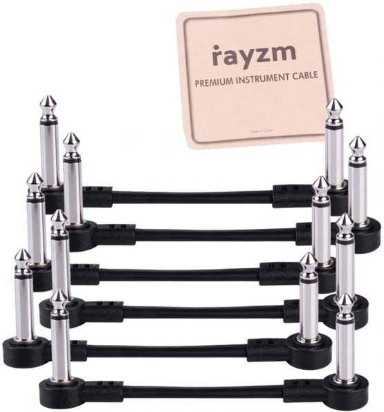 Rayzm Guitar Patch Cable, 6.35mm Angled Instrument Jumper Cable for Guitar/Bass Effects Pedals, 5cm Pedal-Board Jumper Cables (6-Pack, Black ) - Image 4
