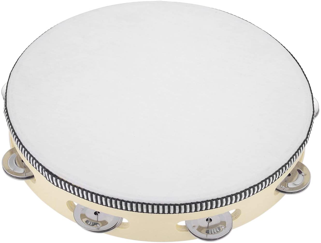 Musfunny Tambourines for Adults 10 Inch: Wooden Tamborine with Single Row Metal Jingles - Image 4