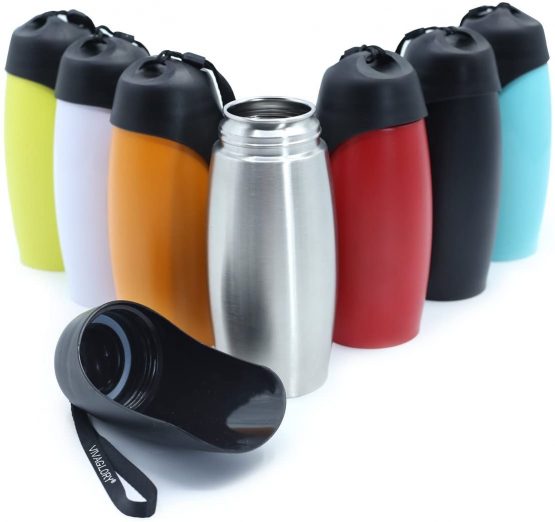 VIVAGLORY Leak Proof Dog Travel Water Bottle, 750 ml Portable Dog Drinking Bottle with Big Trough, BPA Free, Stainless Steel - Image 4