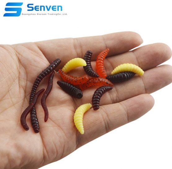 senvenelec Artificial Worm, Biomimetic Soft Silicone Earthworm Lures Worm Fishing Lures Simulation Red Worms Plastic Green Environment Strong Temptation Bait Fake RedWorm - Dark red 100Pcs - Image 3