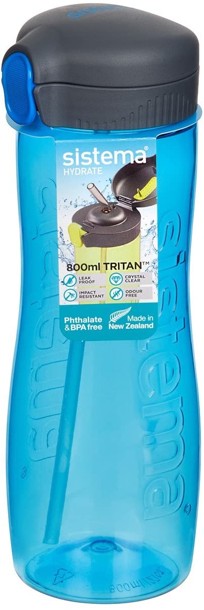 Sistema Hydrate Quick Flip Water Bottle, Assorted Colours, 800 ml