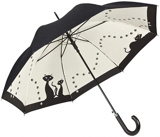VON LILIENFELD® Umbrella Automatic Women Double Layer Motif Black Cats