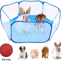 WEONE Pet Playpen, Portable Small Animals Playpen, Foldable Pet Pens, Pet Cage Tent, Breathable & Transparent Pet Exercise Fence for Guinea Pig, Rabbits, Hamster, Chinchillas, Hedgehogs, Cats -Blue