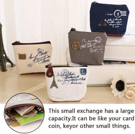 BETOY 4 pcs Mini Canvas Coin Purse Women Wallet Coin Bag Pouch Holder Small Cute Storage Bag for Keys Headset Lipstick Card - Image 2