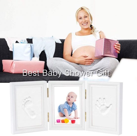Baby Photo Frame,Newlemo Baby Handprint Kit & Footprint Photo Frame for Newborn Girls and Boys, Baby Shower Gifts for Christening Registry(3 parts, white) - Image 2