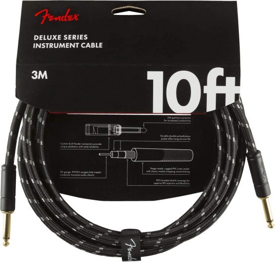 Fender 990820092 Deluxe Series Instrument Cable - 10 ft – STR/STR – Black Tweed - Image 2