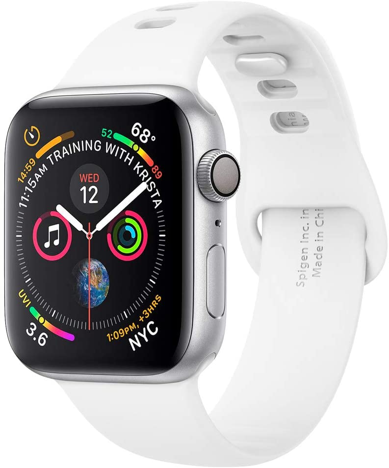 Spigen Silicone Fit Designed for Apple Watch Strap for 44 mm/42 mm Series 6/SE/5/4/3/2/1 - White, 44mm