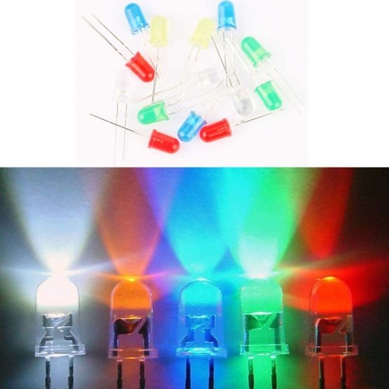 GTIWUNG 500Pcs 5mm Led Diodes, Light Emitting Diode, Diodes Resistor Kit, Diffused 2pin Round Head Light Emitting Diodes Assorted Color White/Red/Yellow/Green/Blue Kit Box - Image 4
