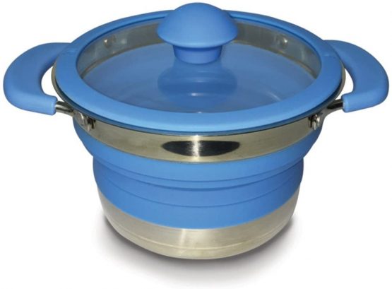 Kampa Folding Saucepan 3.0 Litre Blue Silicone & St/Stl - Image 2