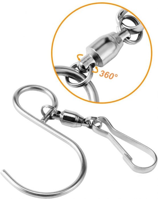Swivel Hook Clips,10 Pieces Stainless Steel S Hooks for Hanging Wind Chimes or Wind Spinner Outdoor Hanging Baskets Flower Plants Birdcage Windsock Flag Party Ornaments Garden Accessories Black - Image 2
