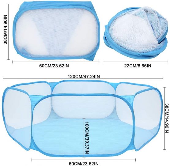 summerkimy Small Animals Cage Tent Breathable Transparen Foldable Pet Playpen Pop Open Exercise Fence Portable Yard Outdoor Indoor for Hamster,Guinea Pig,Rabbits, Chinchillas and Hedgehogs(Blue) - Image 4