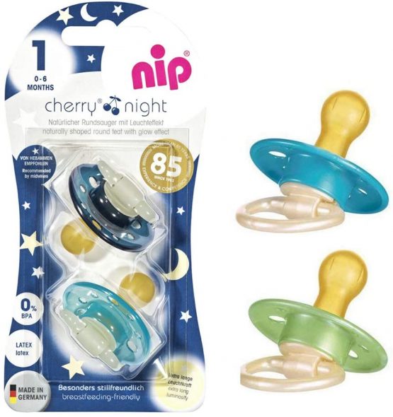 NIP Cherry-Form Latex Dummy 0-6 Months, Pack of 4, Day & Night, Made in Germany